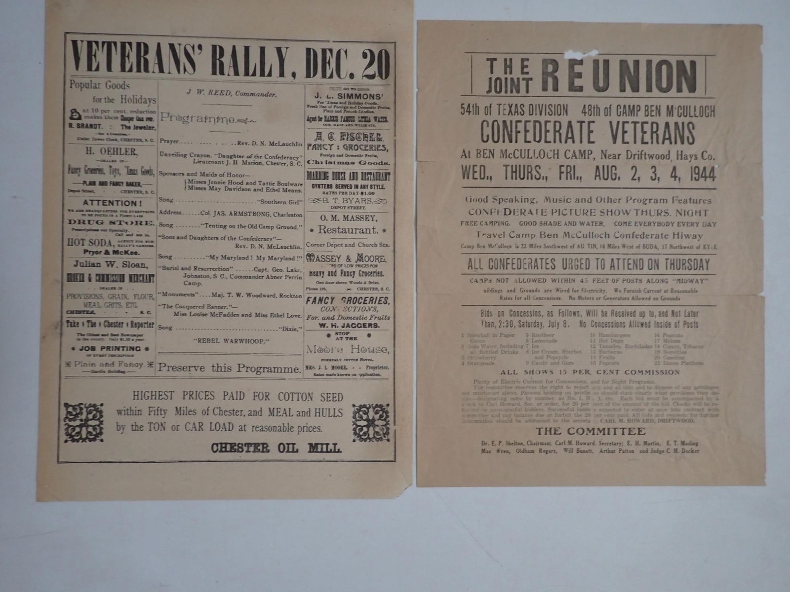Early 1900s Chester, SC Vets Rally other broadside (1 of 10)