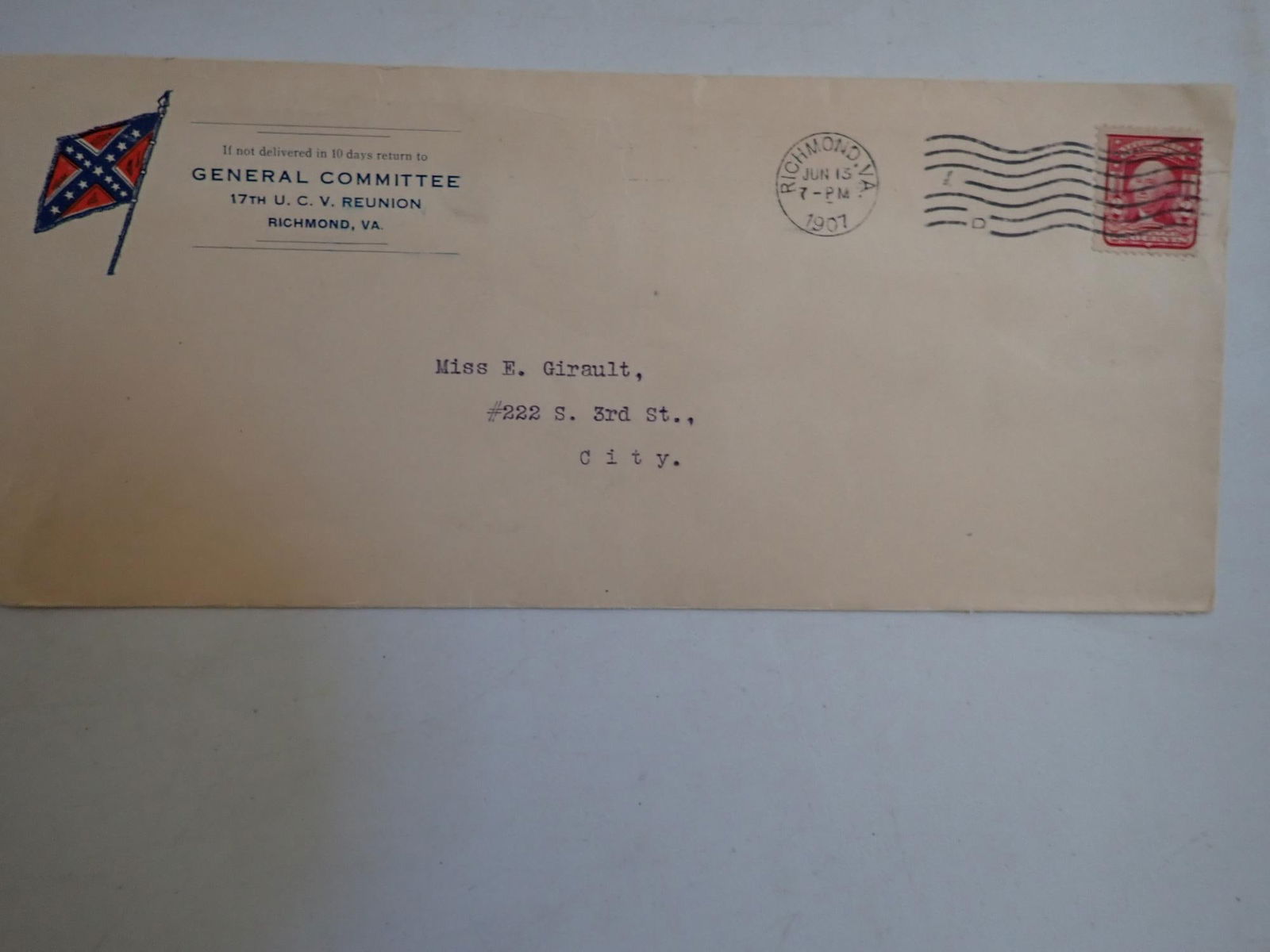 Confederate Vets Certificate, Ribbon, Program, etc. - 11