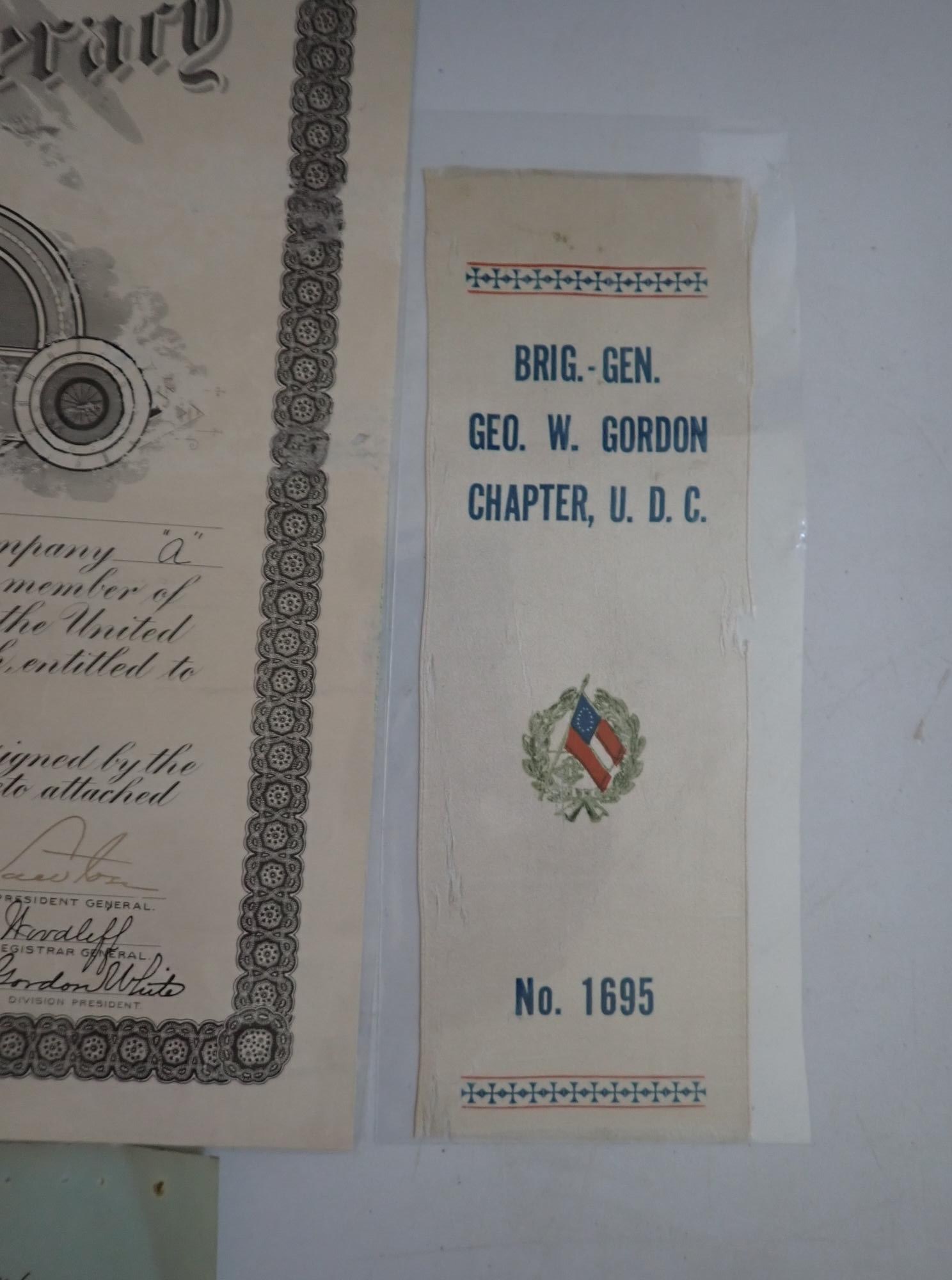 Confederate Vets Certificate, Ribbon, Program, etc. - 3