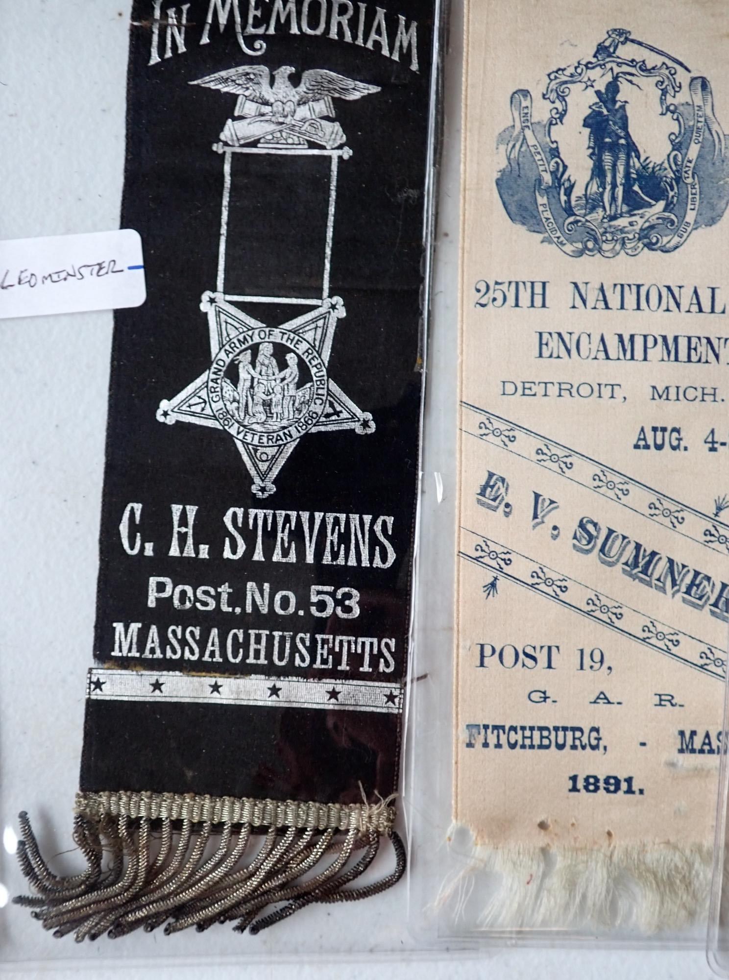 Fletcher Webster GAR Pinback button, ribbons, etc. - 3