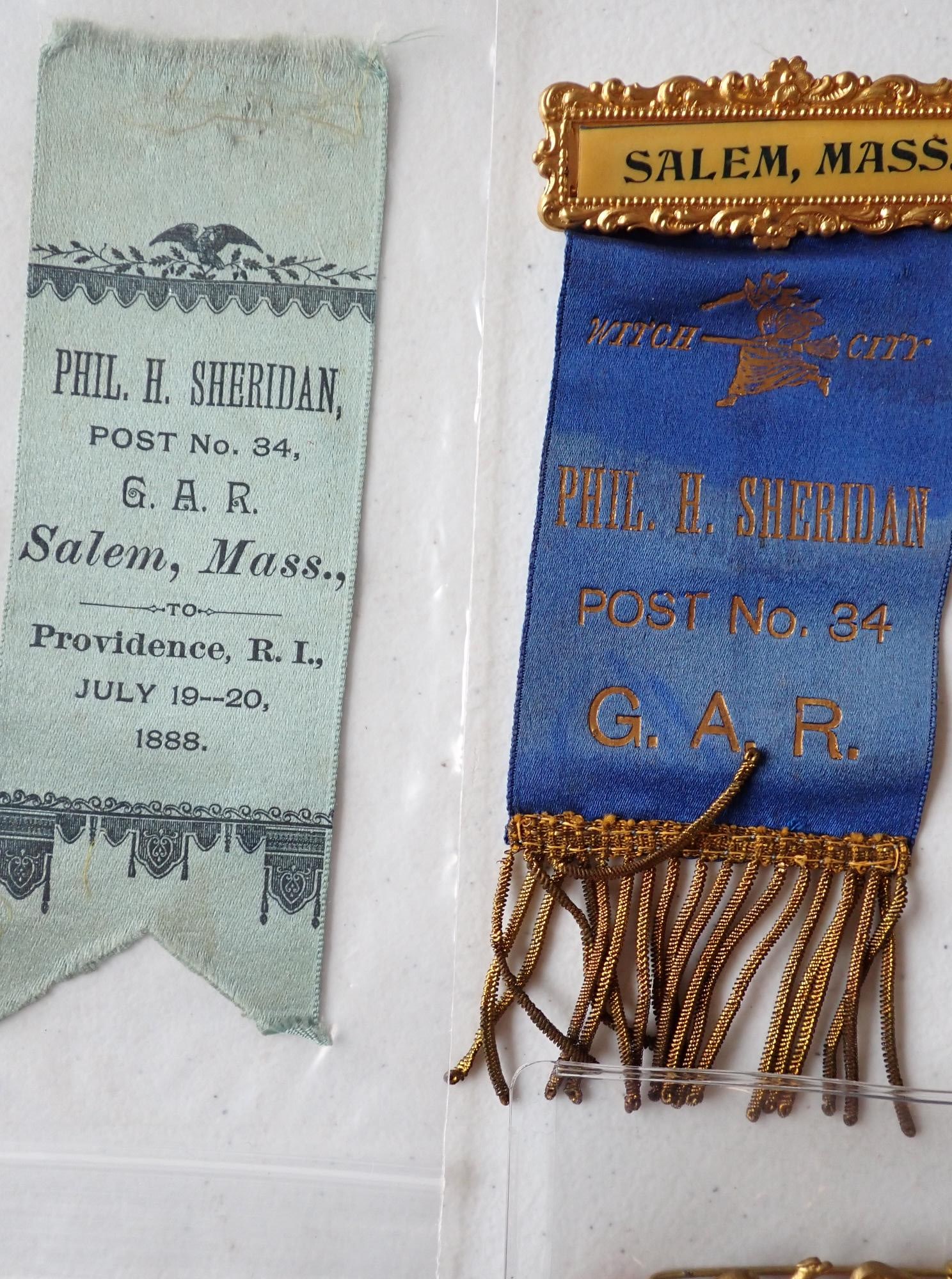 Fletcher Webster GAR Pinback button, ribbons, etc. - 7