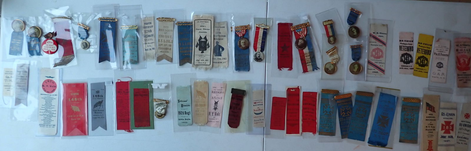 New York Civil War Veterans ribbons: 148th Regiment lists Petersburg, Appomattox Courthouse, etc.