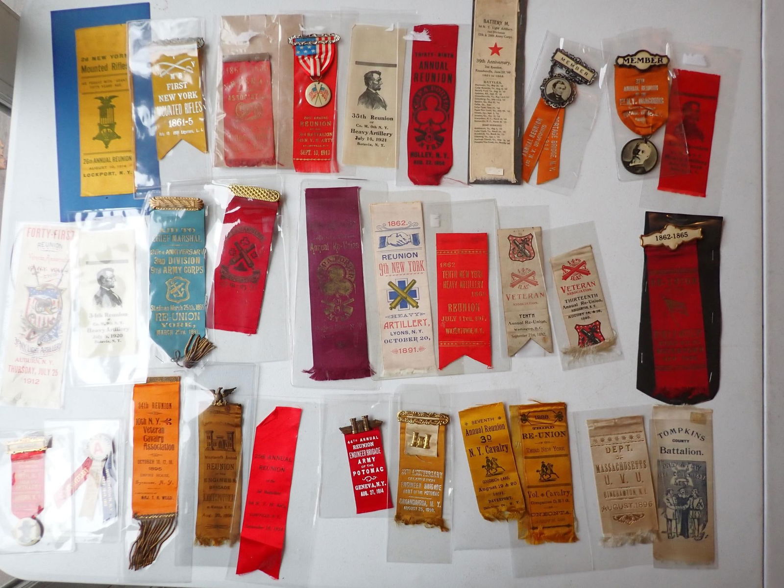 NY Artillery, Cavalry, Engineers, Dragoons Ribbons: New York Artillery, Cavalry, Engineers, & Dragoons Civil War Veteran Ribbons. Heavy Artillery, Light artillery, and others