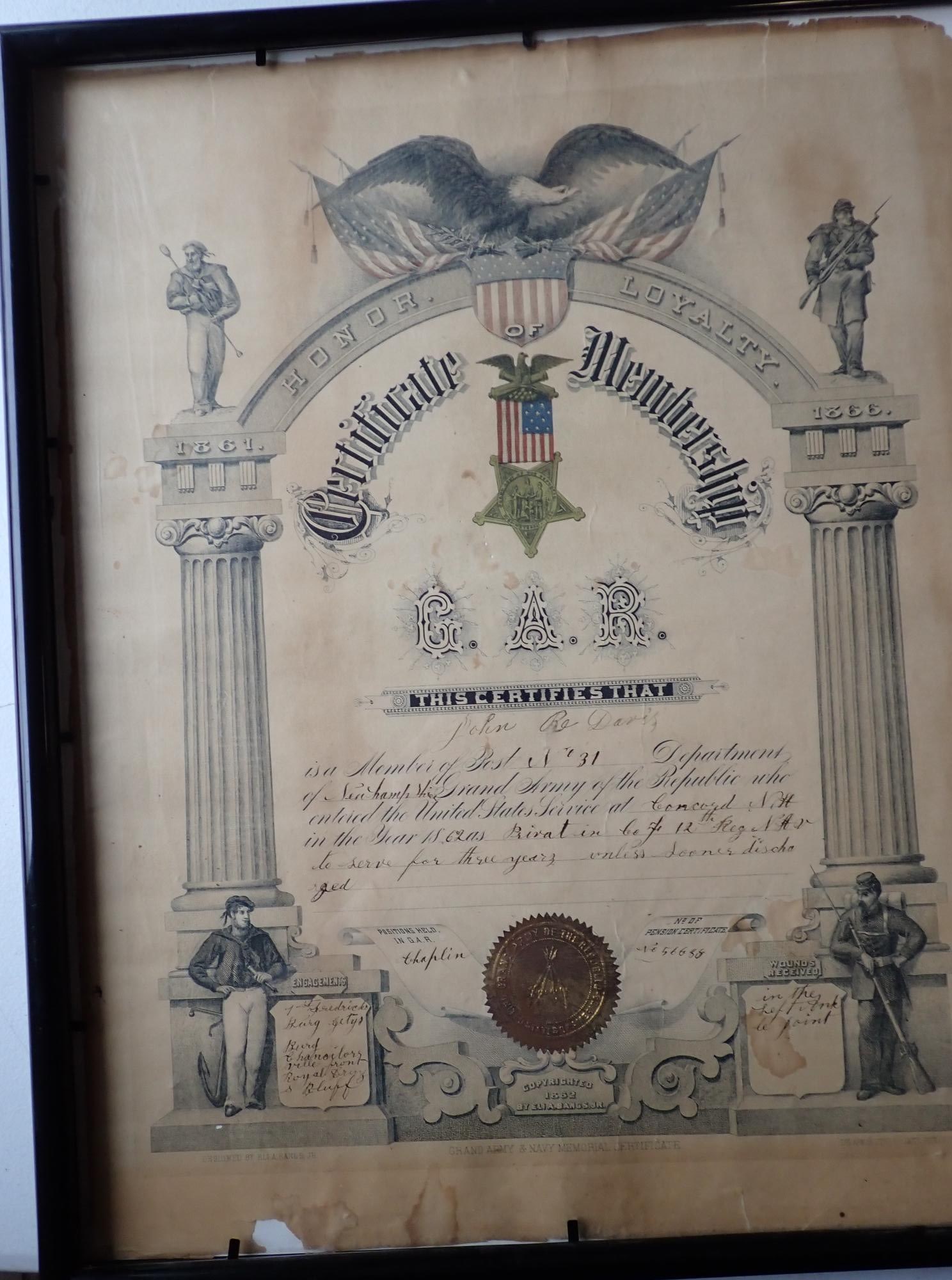 GAR Certificate for John Re Davis (1 of 10)