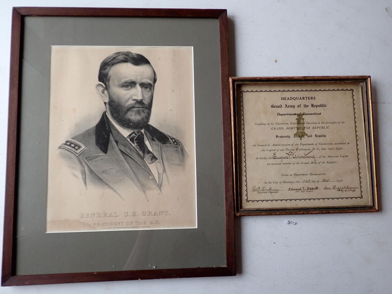 Grant Currier & Ives Litho & 1936 GAR Citation (1 of 10)