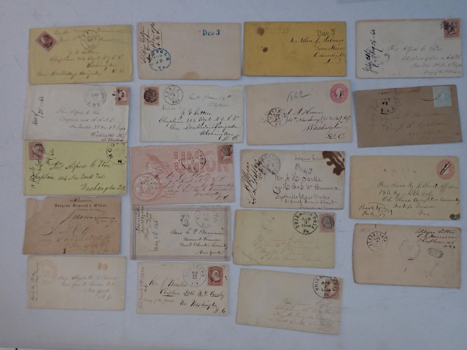 N Y, Pennsylvania, & other Chaplain Postal Covers (1 of 17)