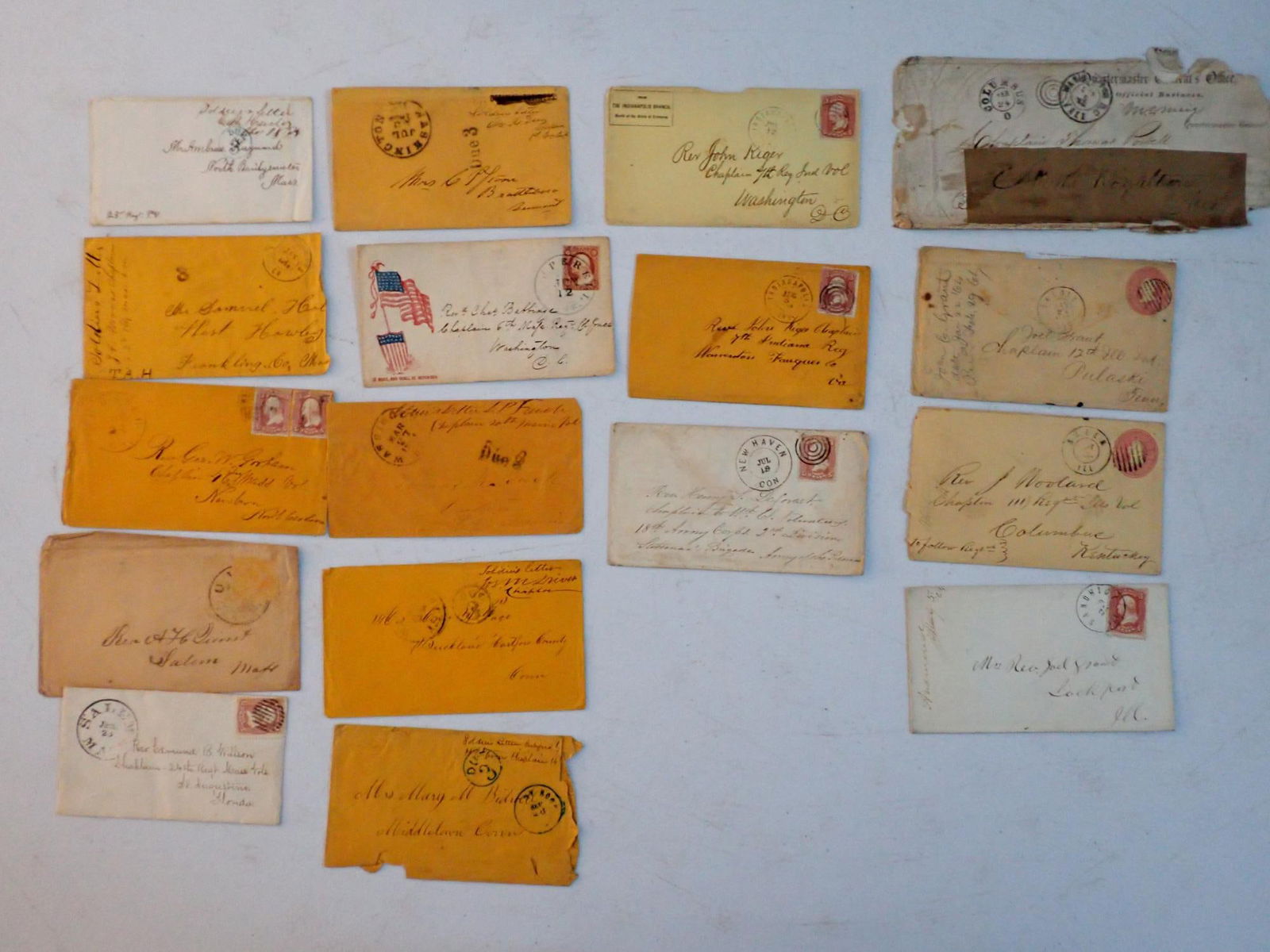 New England MidWest, other Chaplain Postal Covers (1 of 12)