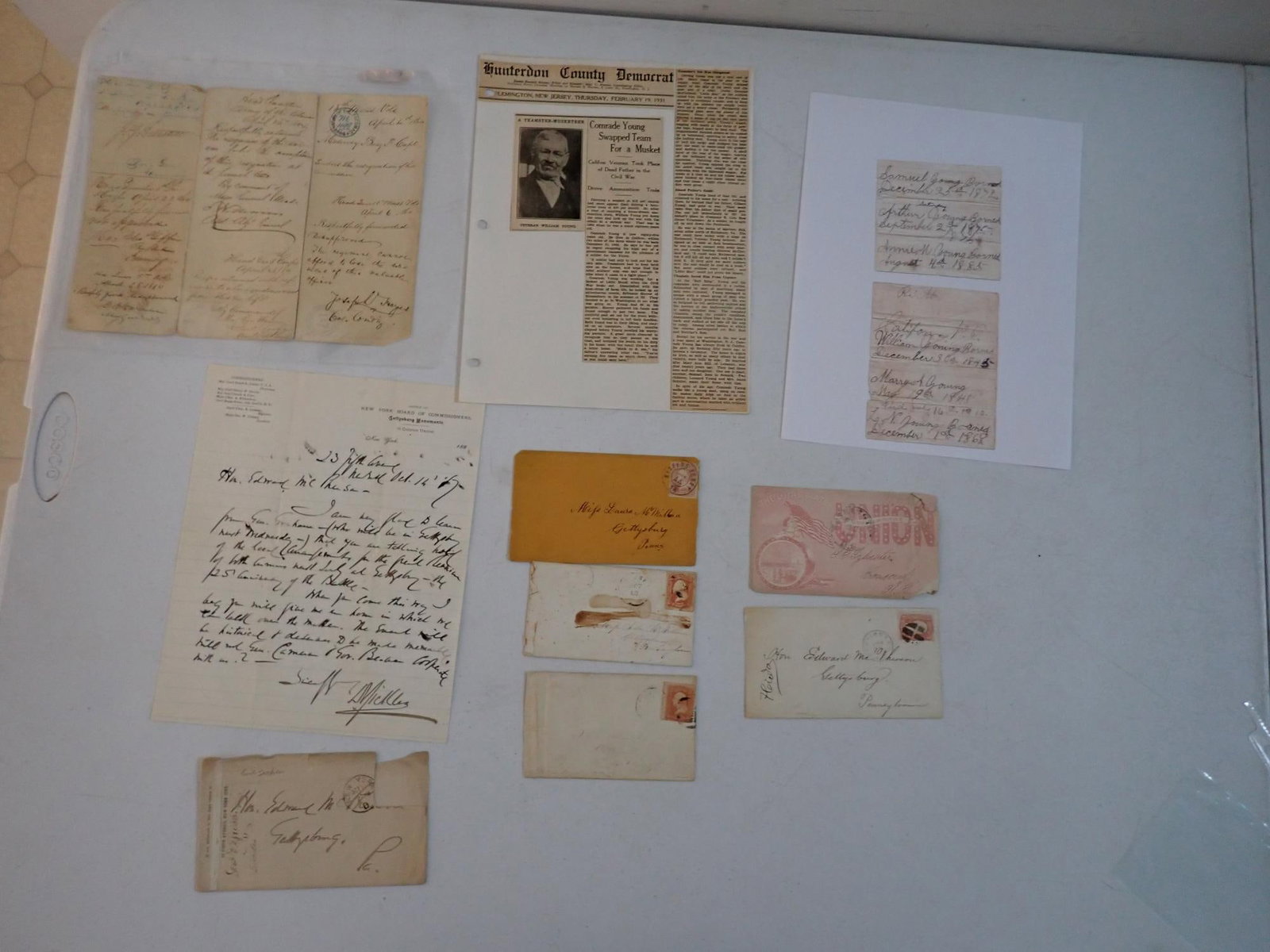 Maj Gen G.K. Warren signed doc, postal covers etc. (1 of 19)