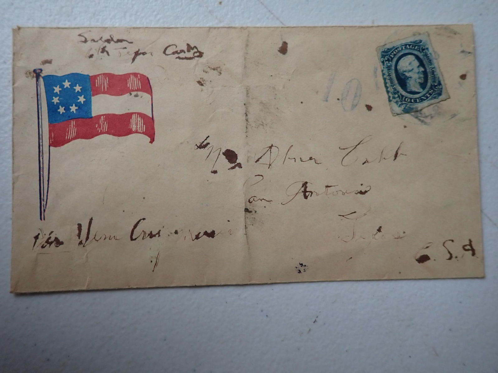 Confed 7 Star Flag Cover w/ CSA Scott # 11 Stamp (1 of 6)
