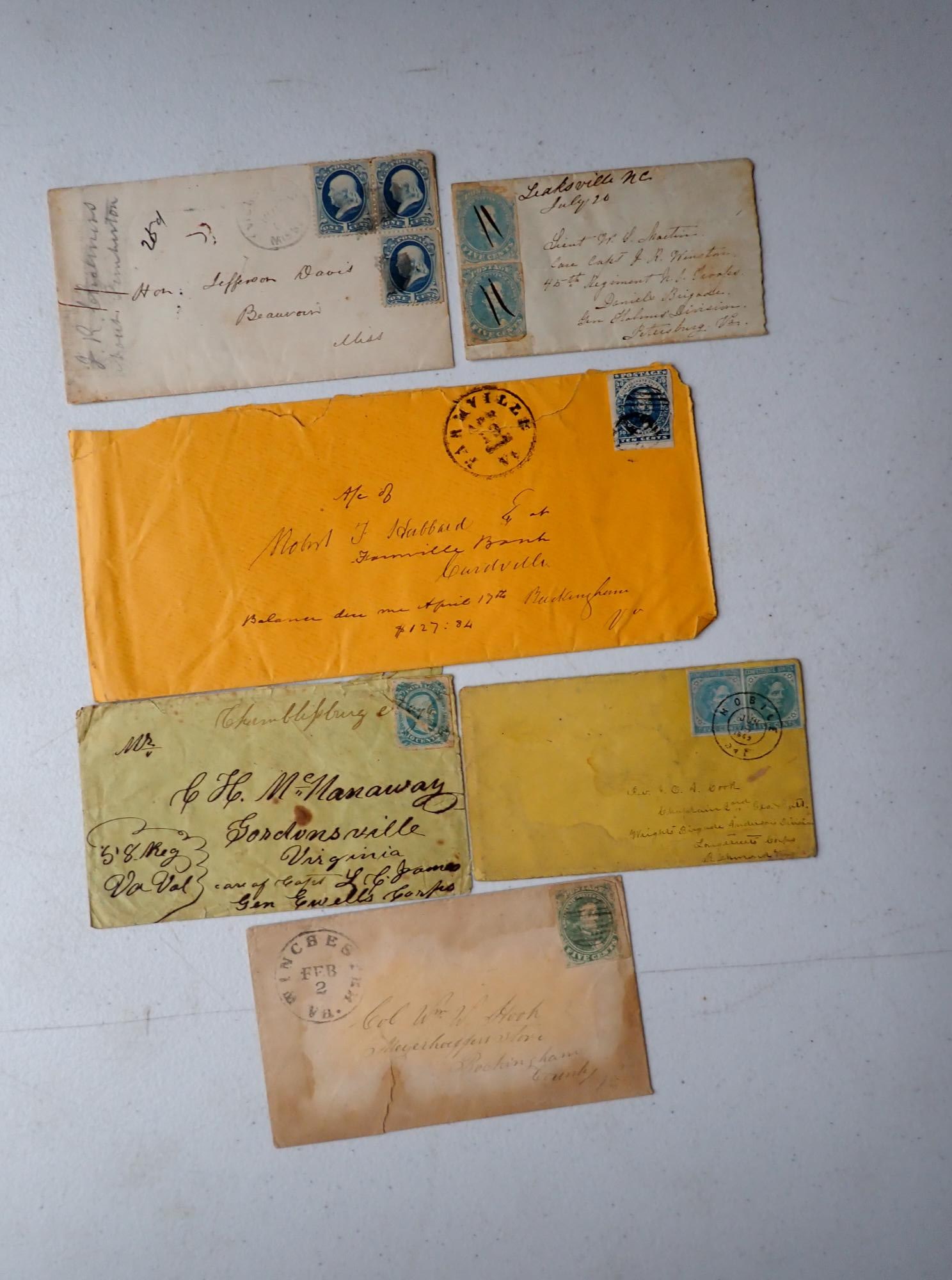 CSA Postal Cover addressed to Jefferson Davis etc. (1 of 20)