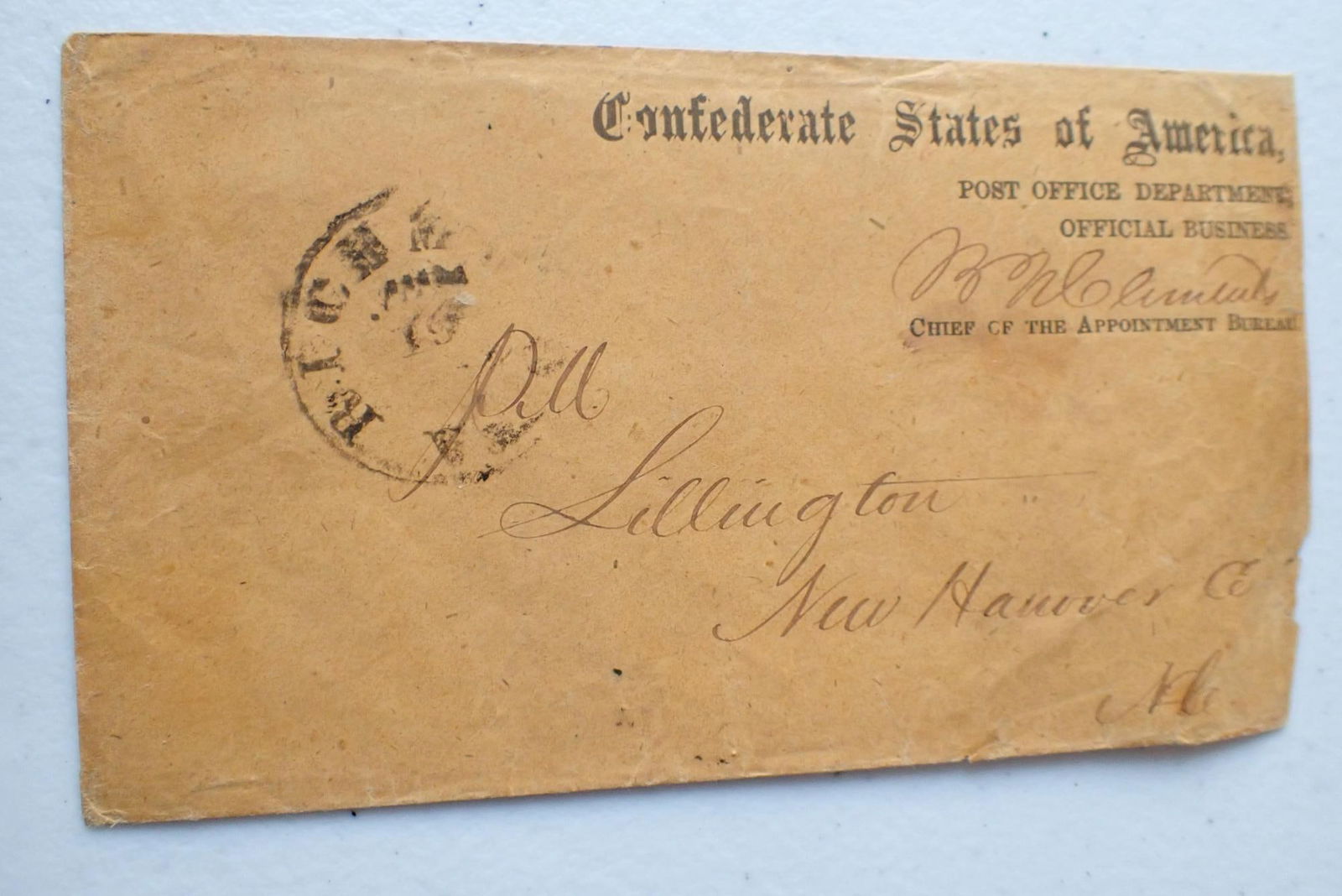 North Carolina - CSA Postal covers, Postmaster etc. - 2