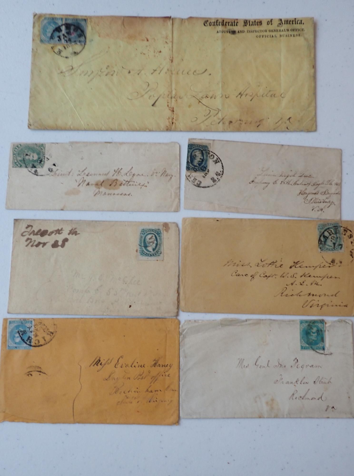 Confederate Navy Lieut, Officers & Virginia Covers (1 of 16)