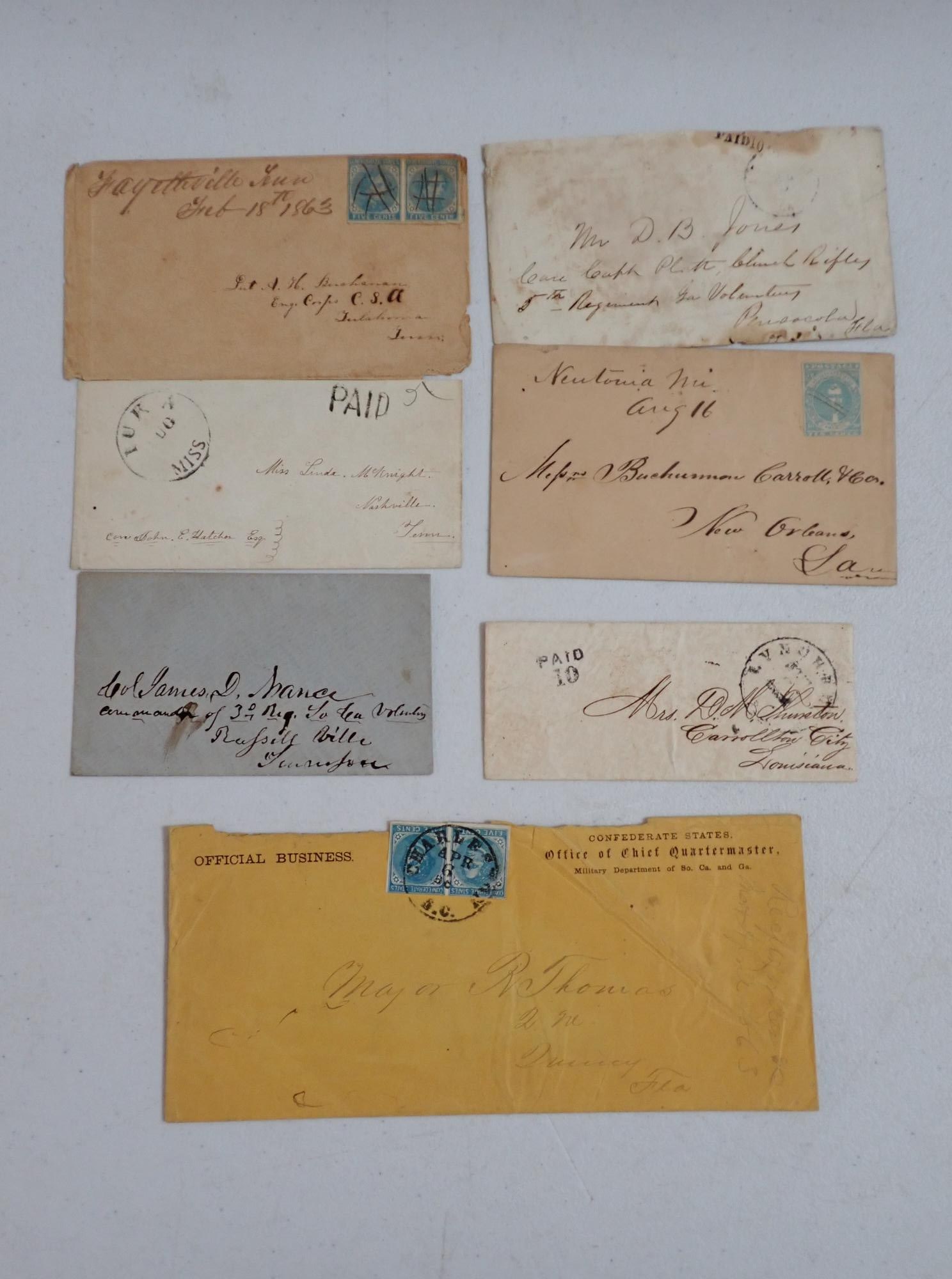 CSA Postal Covers - Tenn, Florida, and Louisiana (1 of 15)