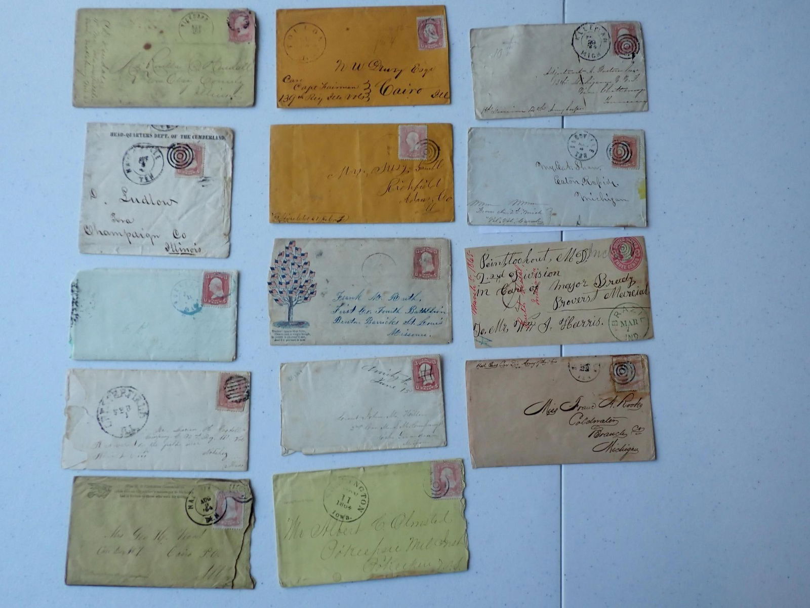 Postal Covers - Illinois, Missouri, Michigan, Iowa etc. (1 of 13)