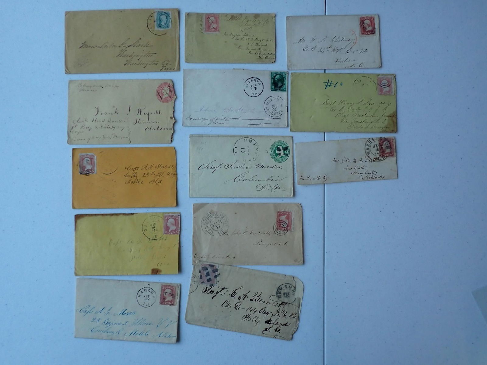 Texas, Louisiana, other Confederate Postal Covers: Capt. A.J. Moses, Chief Justice Moses, Sgt, Bennett and others