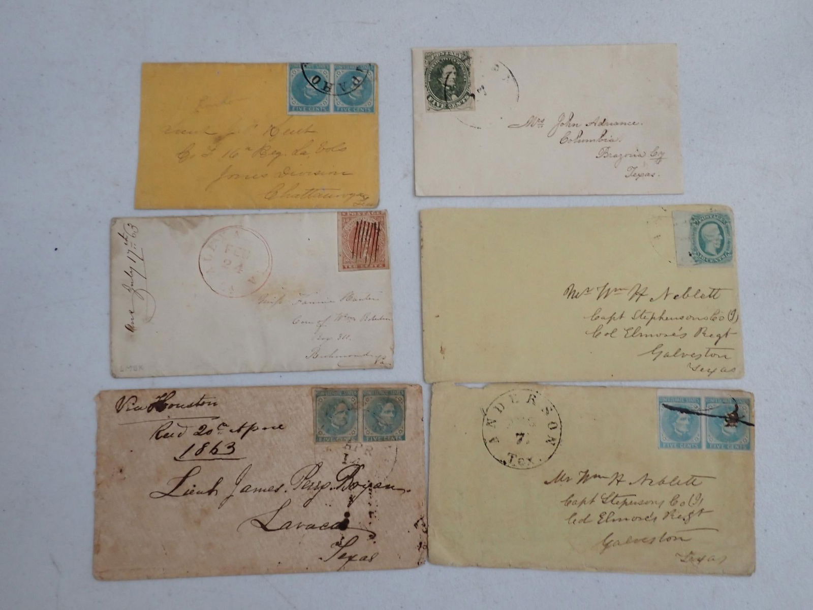 Confederate Postal Covers - Texas & Louisiana: Lieutenant JF Fent Co. L 16th Louisiana Regiment Vols. Jones Division. Lieutenant James Perry Boyan, Texas.