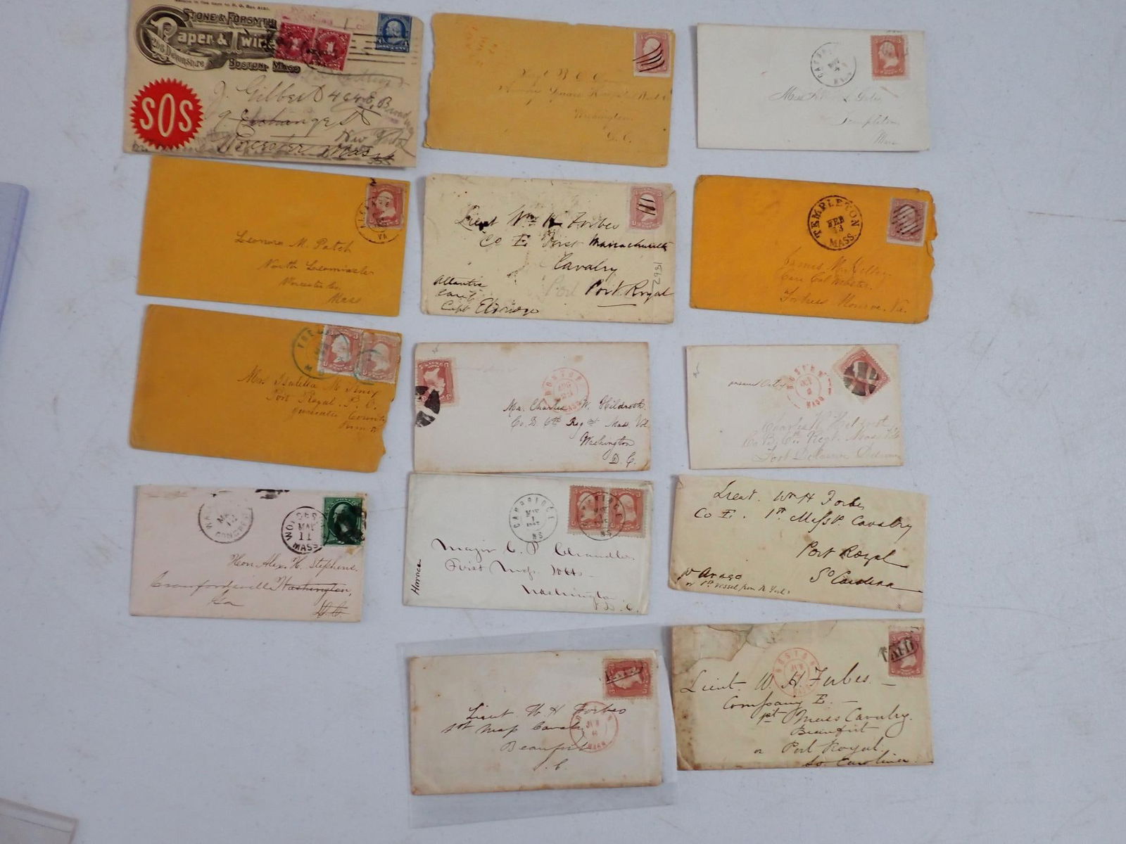 Lieut William Forbes & other Mass. Postal Covers: Lieutenant William Forbes & other Massachusetts Postal Covers. Others include Charles B. Chandler & Bailey D. Damon. Some are detached from Scrapbook.