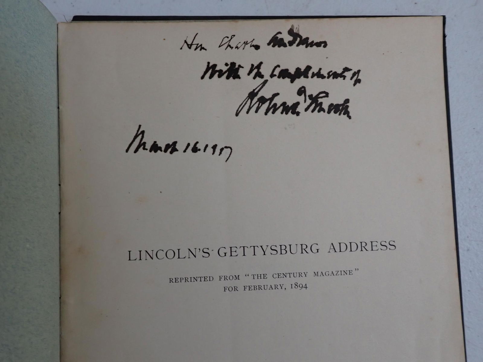 Robert Todd signed Lincoln Gettysburg address (1 of 7)
