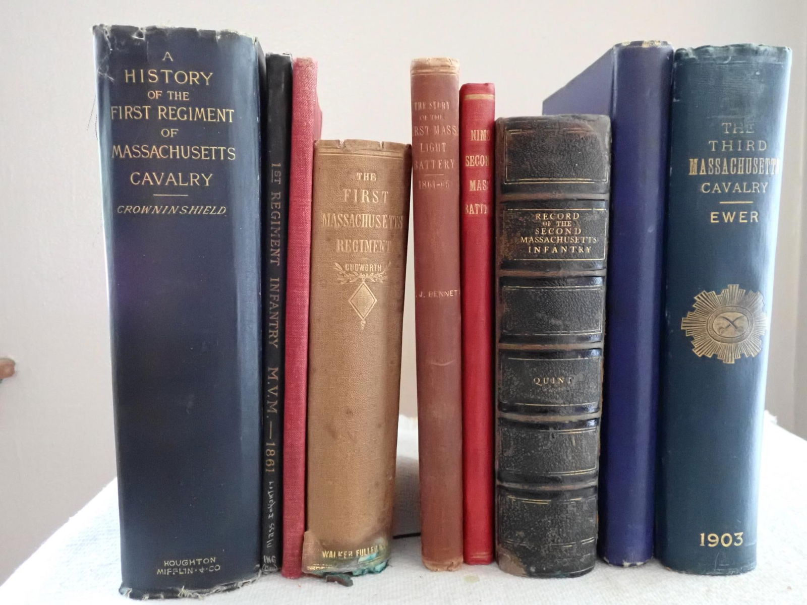 Massachusetts First Regiment & other books: Massachusetts Regiments: 9 books: A History of the First Regiment of Massachusetts Cavalry, 1st Regiment Infantry M.V.M 1861, The First Mass Regiment, First Regiment of Heavy Artillery Mass Vols -