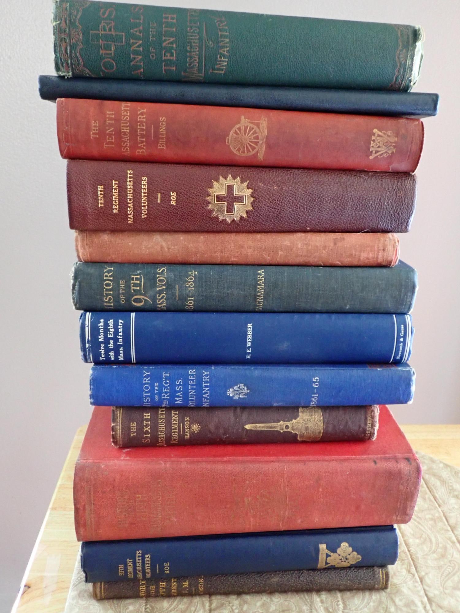 5th Mass Regiment & other books: Massachusetts Regiments: 12 books; History of the 5th Regiment M.V.M., Fifth Massachusetts Regiment, History of the 5th Massachusetts Battery (5th Corps) First Ed, Historical Sketch of the Old 6th