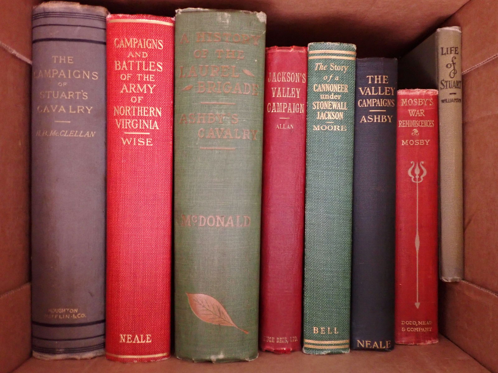 Campaigns of Stuart's Cavalry & other books: J.E.B. Stuart; The Campaigns of Stuart's Cavalry by H.B. McClellan, Campaigns and Battles of the Army of Northern Virginia by George Wise, Life of J.E.B. Stuart by Mary Williamson, and Mosby's War Rem