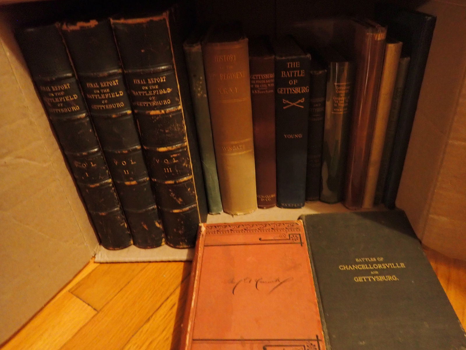 New York Civil War books, Chancellorsville, etc.: Gettysburg and Chancellorsville: Final Report on the Battlefield of Gettysburg Vols I-III, History of the 22nd Regiment N.G.N.Y., Chancellorsville and Gettysburg by Abner Doubleday, and 10 others. 15