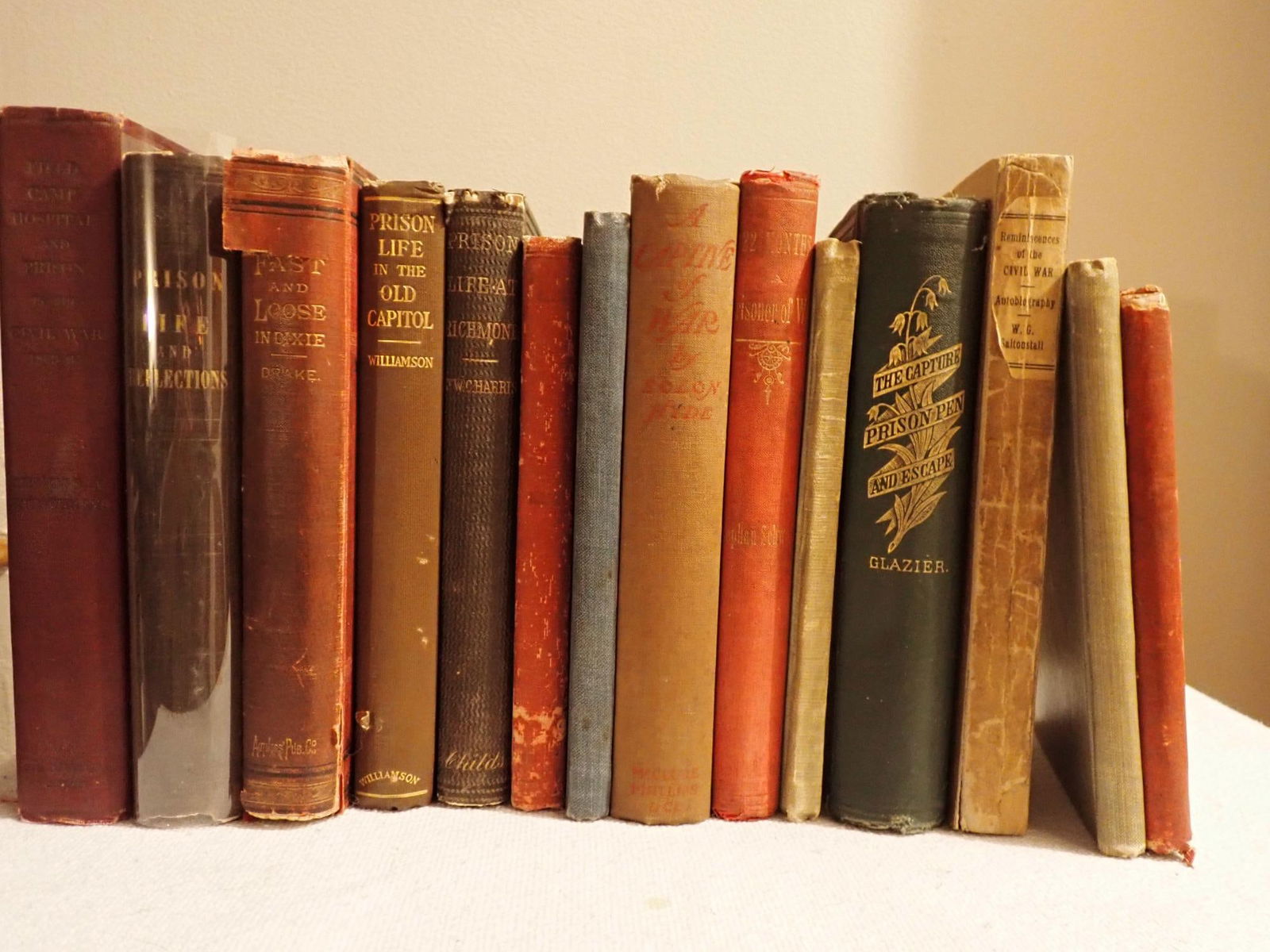 Andersonville & other Civil War prison books: Group of 24; Andersonville: A Story of Rebel Military Prisons, Capture and Escape A Narrative of Army and Prison Life, In and Out of Rebel Prisons, Narrative of Sufferings in Rebel Military Prisons, T