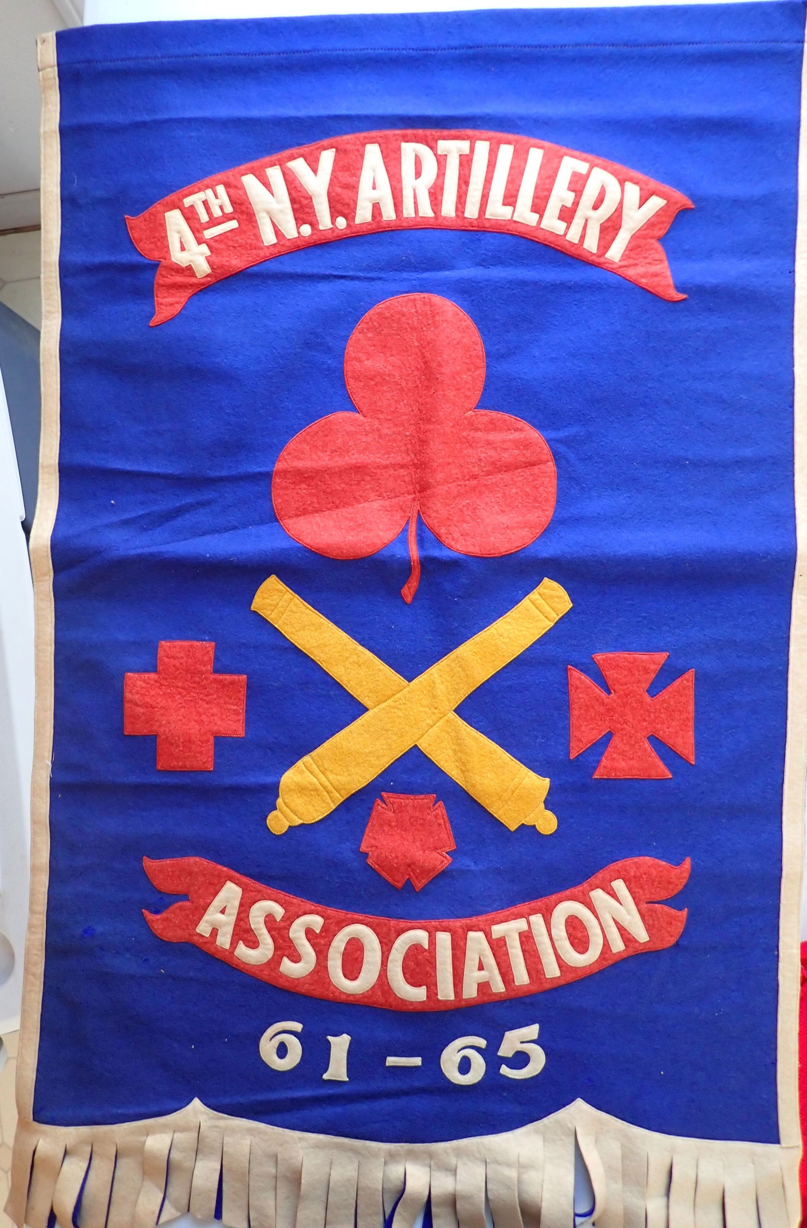 4th New York Arillery Association Banner: Felt banner measures 38 1/2" x 24"