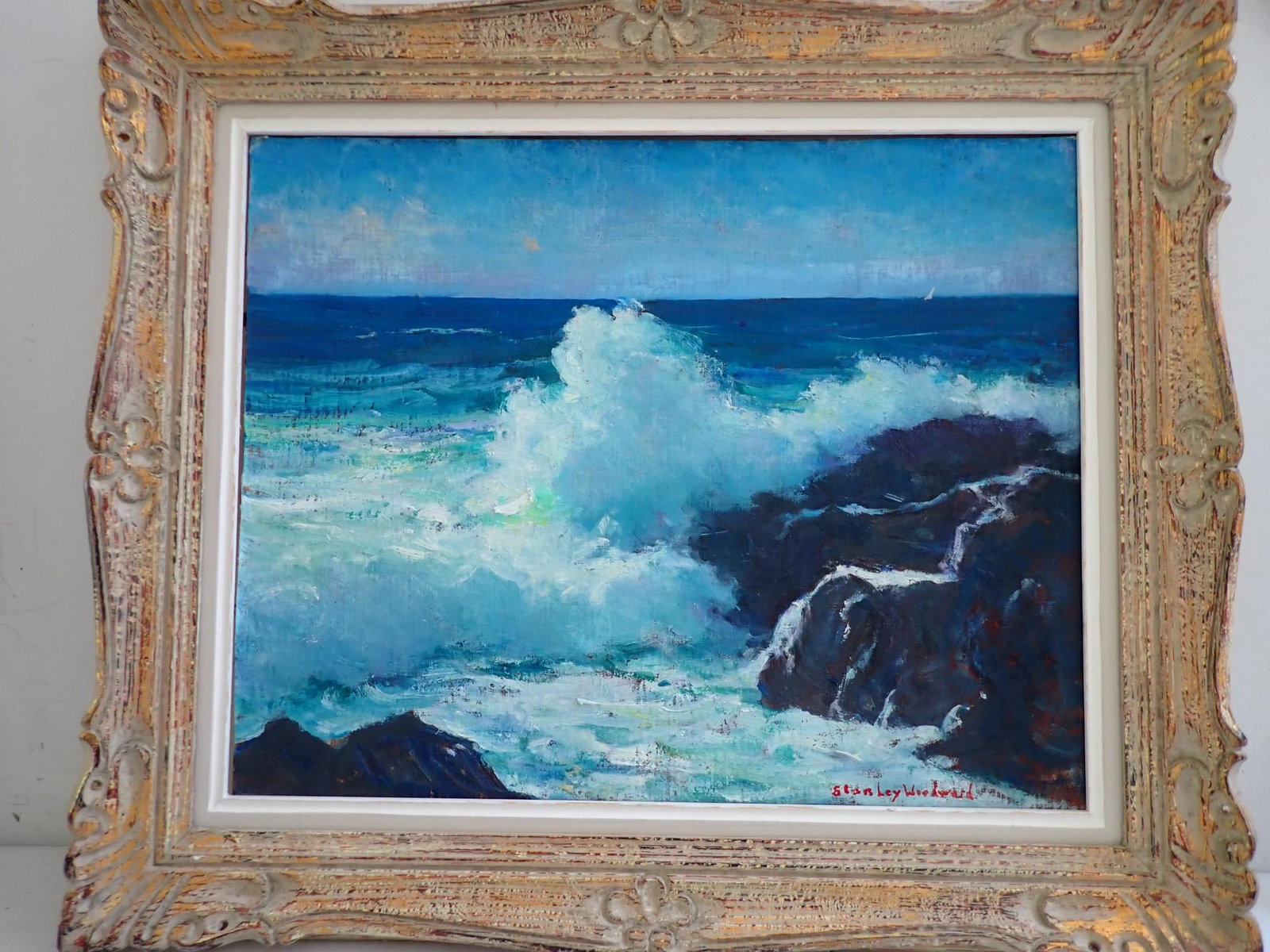 Waves Crashing Stanley Woodward Oil canvas board (1 of 10)