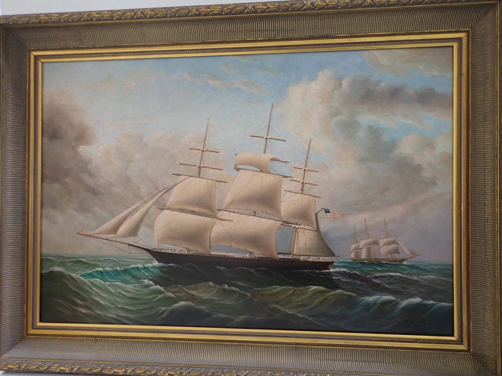 D. Tayler signed Oil on Canvas of U.S. Schooner (1 of 5)