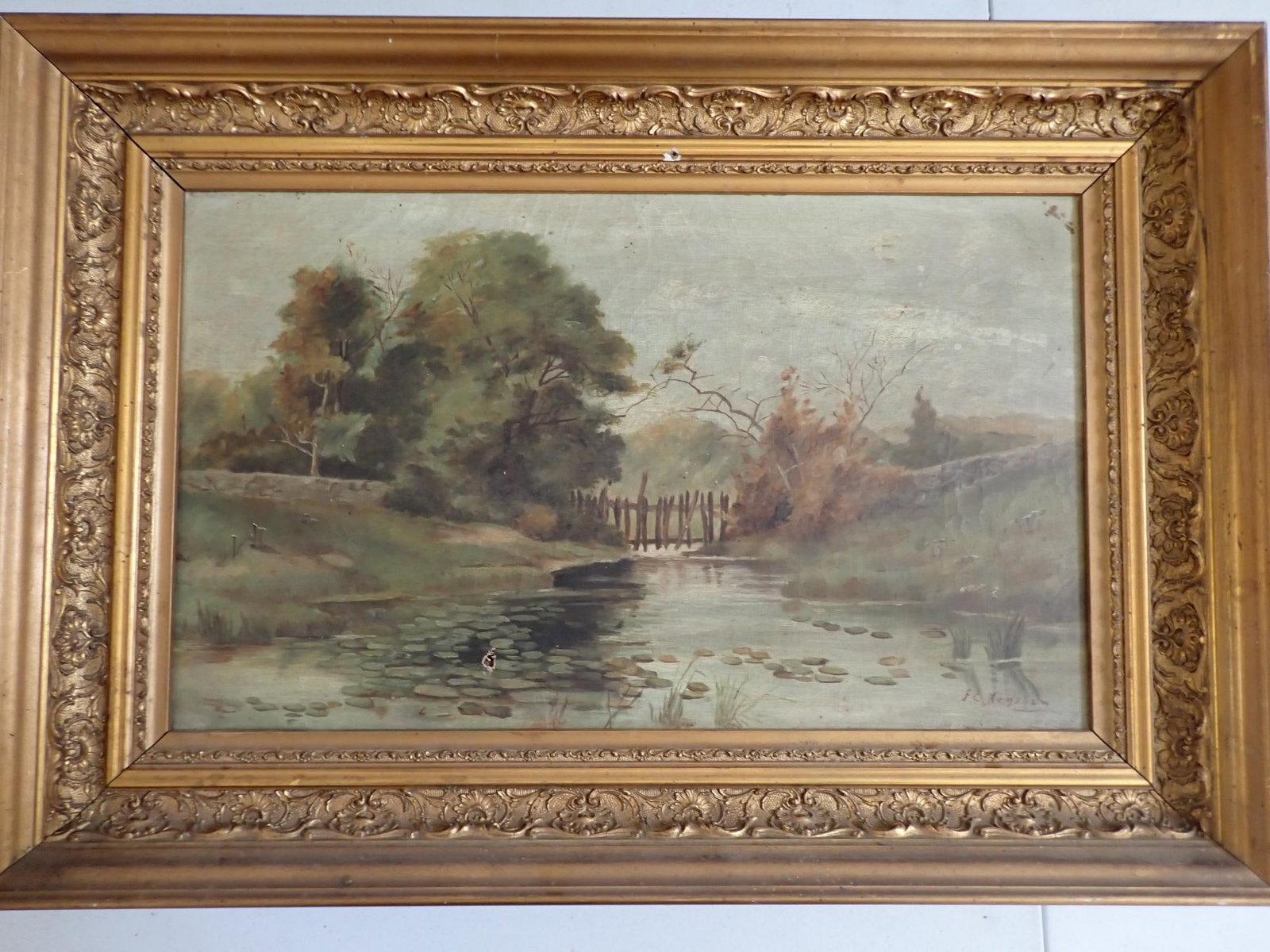 Landscape Pond Scene O/C by F. L. Henshaw (1 of 14)