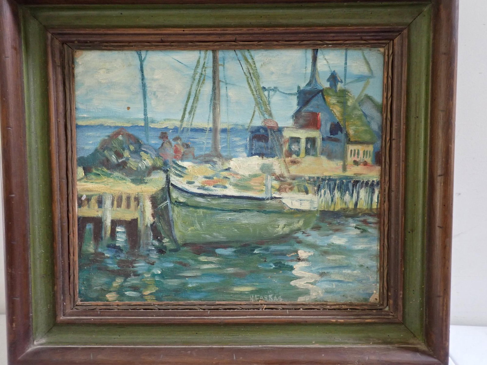 Harbor Scene oil on artist board by Farkas (1 of 9)