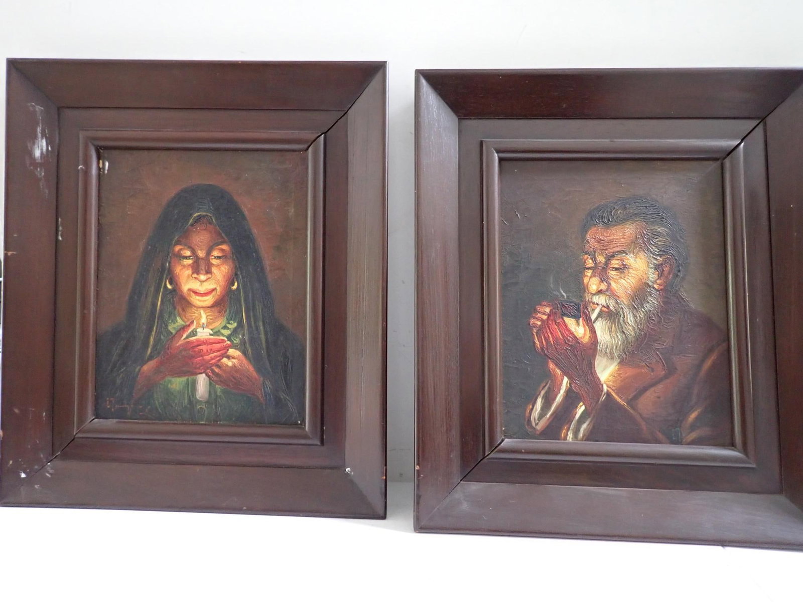 Mexican Paintings of Woman with Candle & Man (1 of 15)