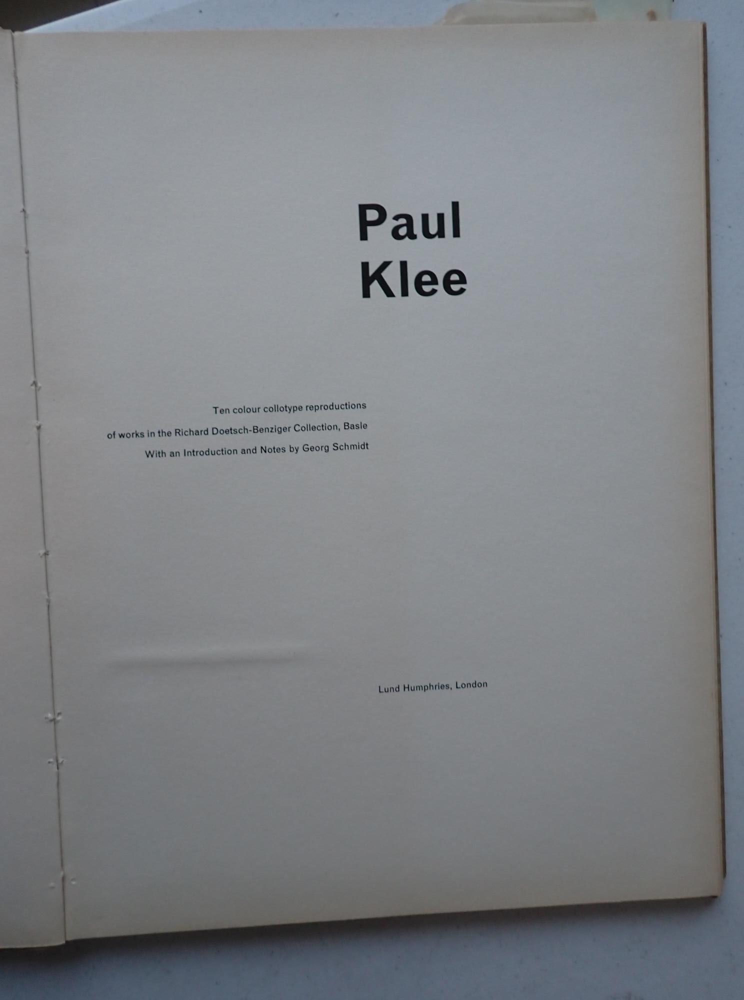 1957 Paul Klee10 Color Collotype Reproduction Prints: Size: 17" by 13" Pagination: 18, 10pp. Ten color plates by renowned artist Paul Klee from the Richard Doetsch-Benziger Collection. Cover has a little staining on edges but plates are in good