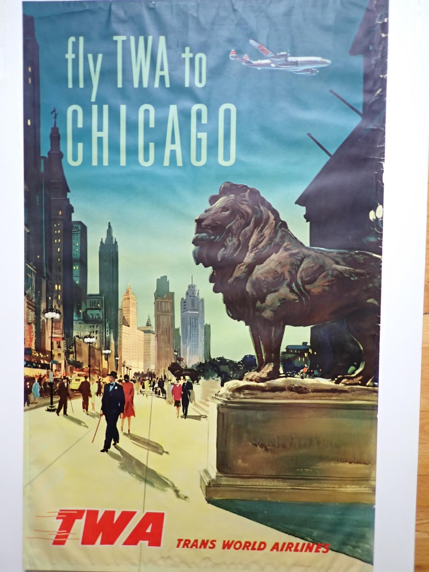1957 Fly TWA to Chicago Travel Poster (1 of 11)