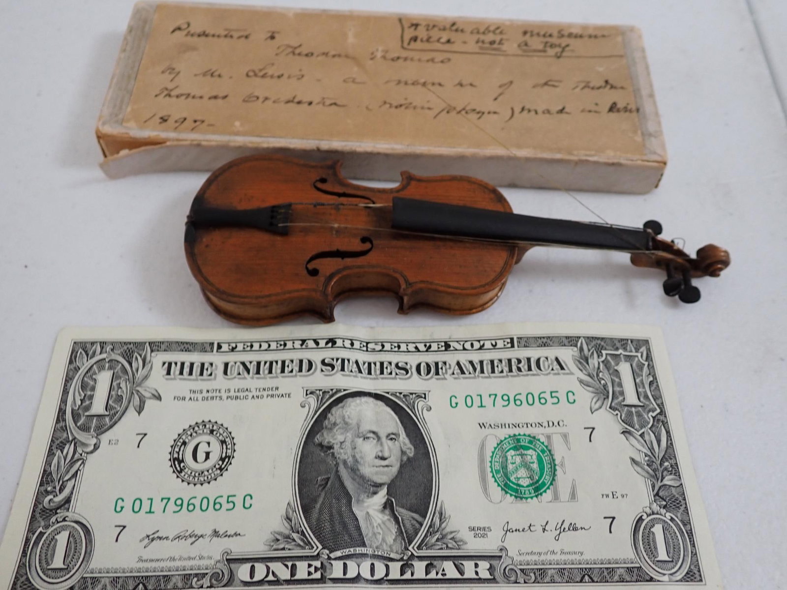 1897 Miniature Presentation Violin Theodore Thomas - 2
