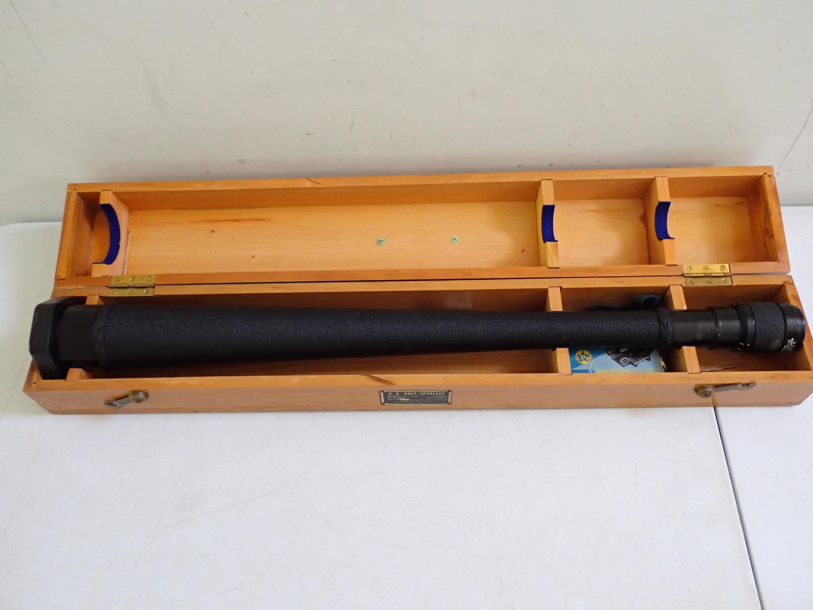 U.S. Navy Mark II Spyglass in case: 16 power spylass 31". Works.