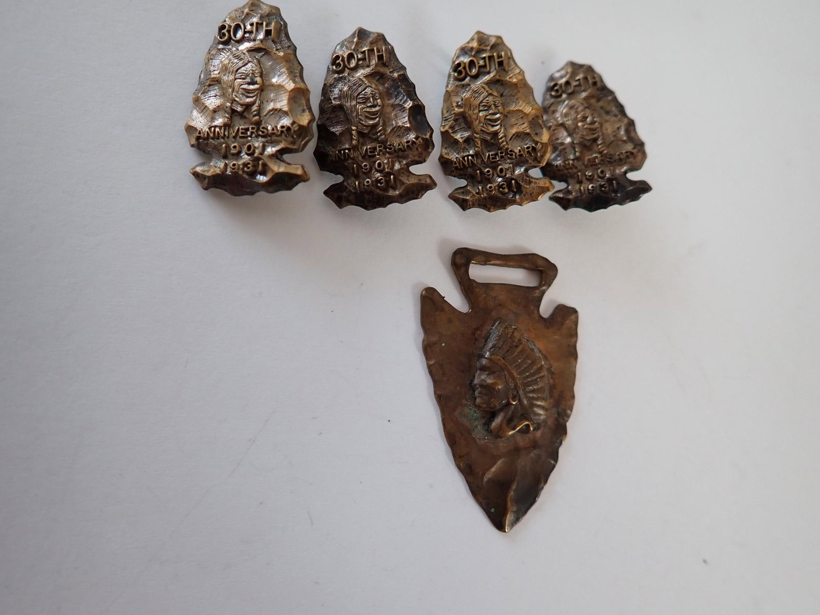 1931 Indian Motorcycle 30th Anniversary pins & fob: 1931 Indian Motorcycle 30th Anniversary pins & fob