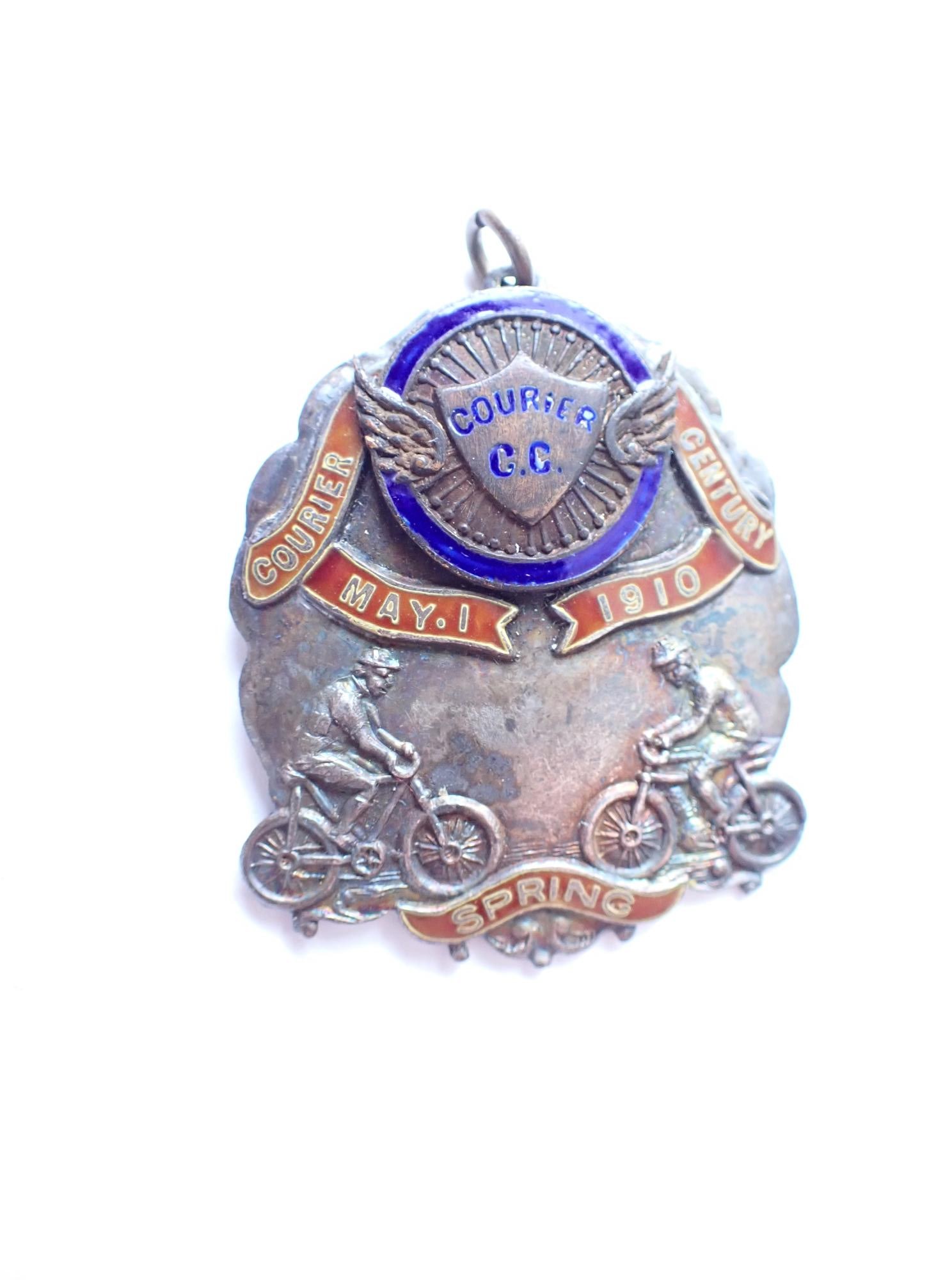 1910 Courier Cycle Club New York Sterling Medallion: 1910 Courier Cycle Club New York Sterling Medallion