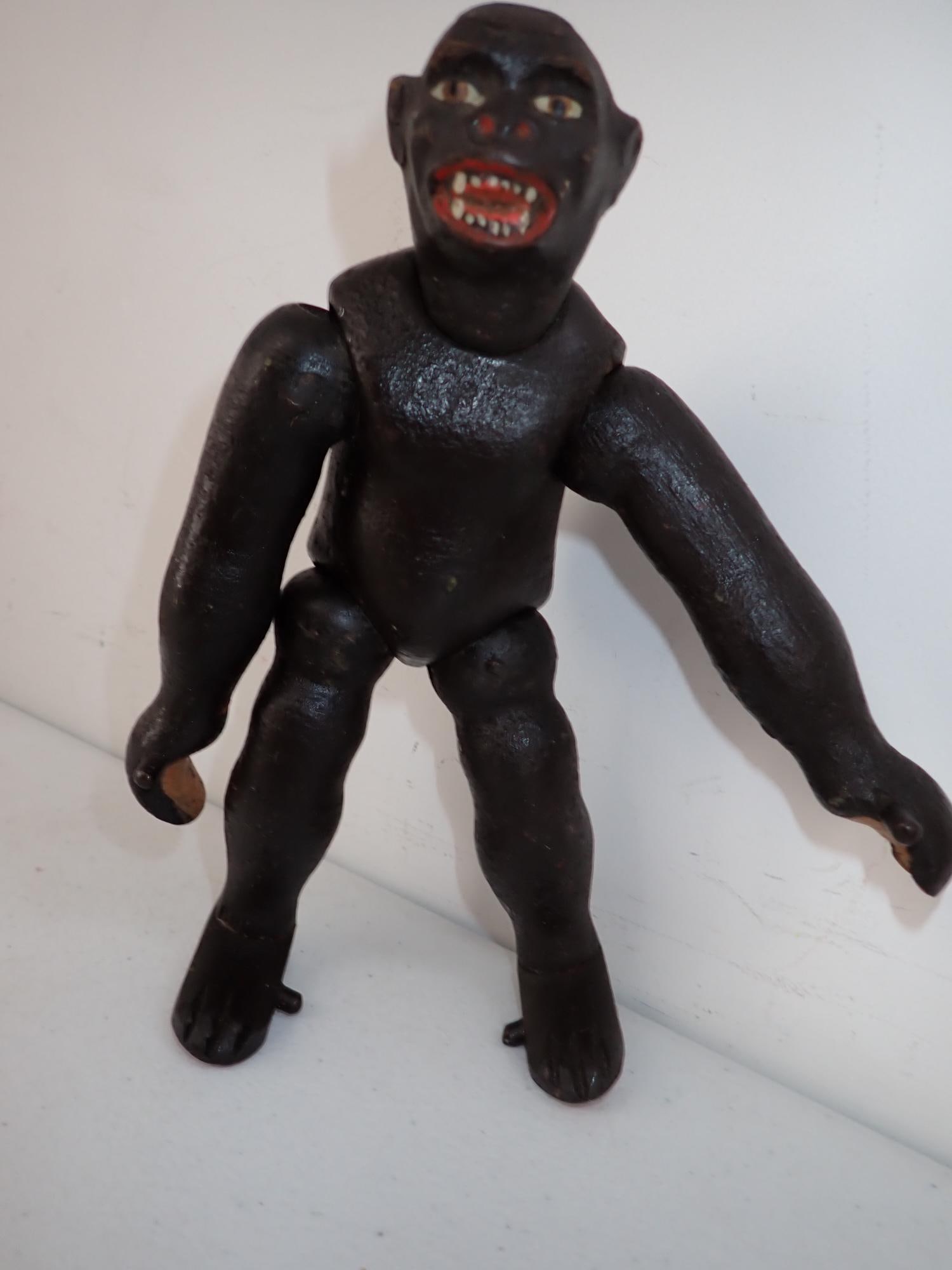 Schoenhut Wooden Carved Gorilla Figure: Jointed Figure appr. 8". Very good condition with light wear.