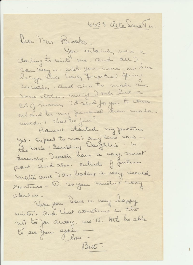 Signed Bette Davis Letter - Circa 1935 (1 of 2)