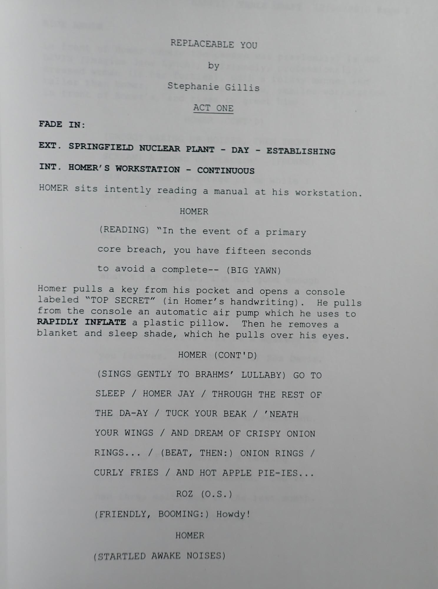 The Simpson's "Replaceable You" Production Script - 9