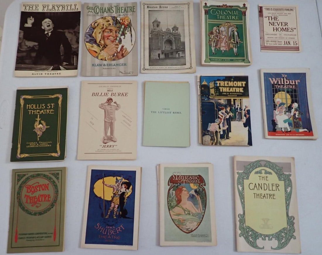 Early 20th Century Boston Theatre Programs: Colonial Theatre, Castle Square Theater Tremont, Park Square Theartre etc., Boston Symphony Orchestra Programs