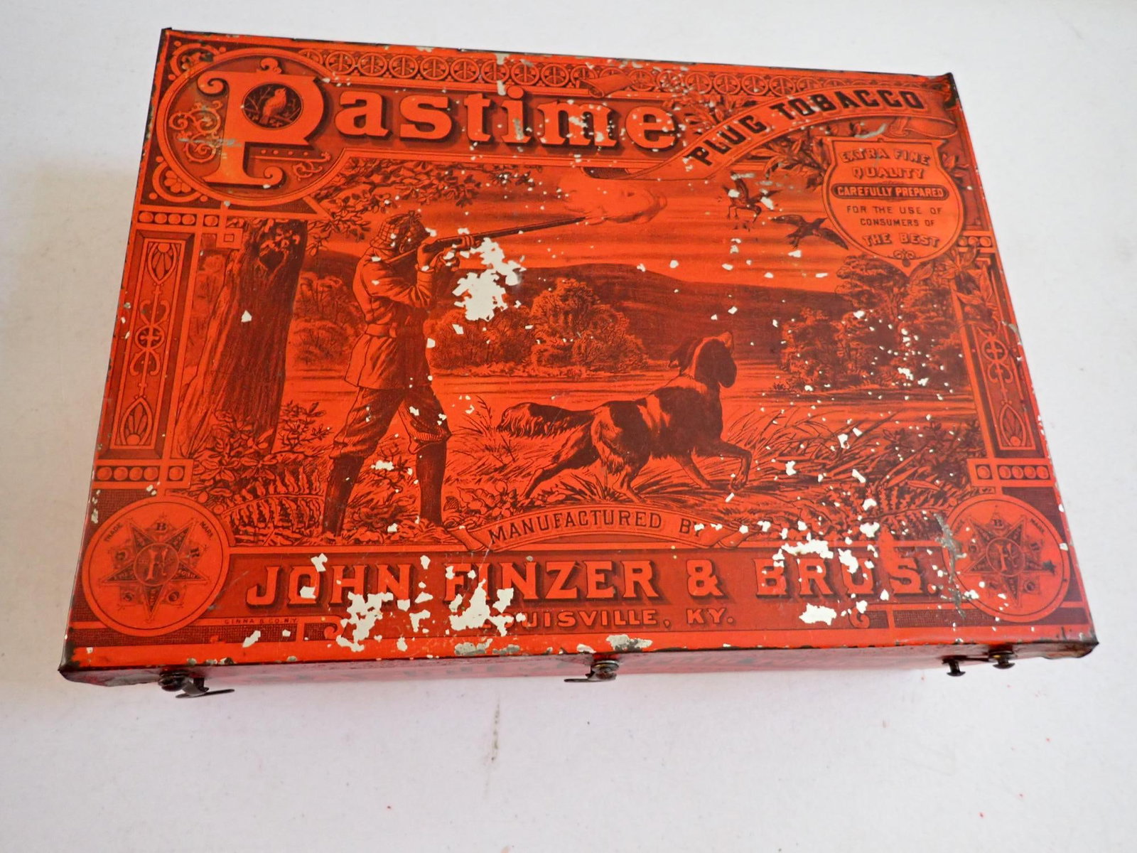 Pastime Plug Tobacco Tin Box w/ Hunter and Dog (1 of 10)