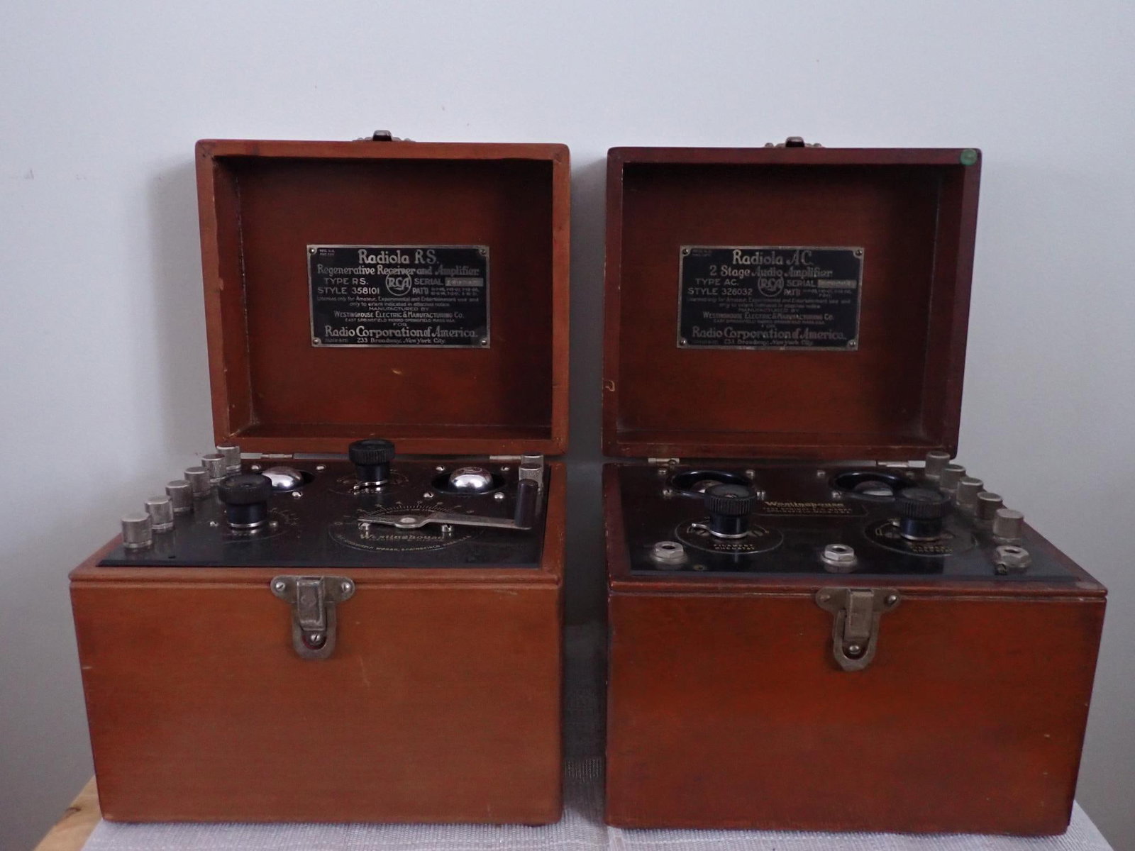 Two Westinghouse/RCA Radiola Amplifiers with Tubes - 2
