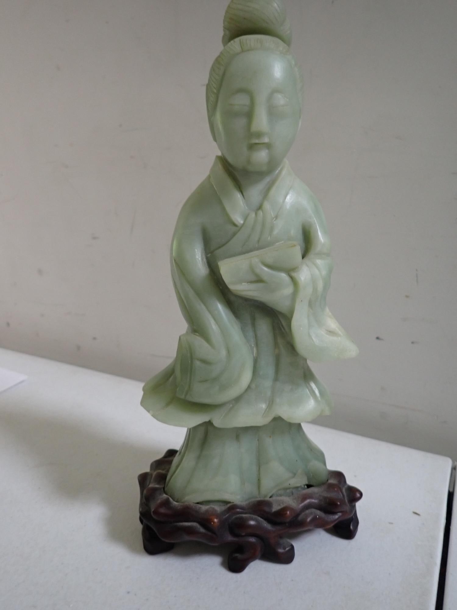 Buddha Jade Figure on stand: Approximately 10" including base