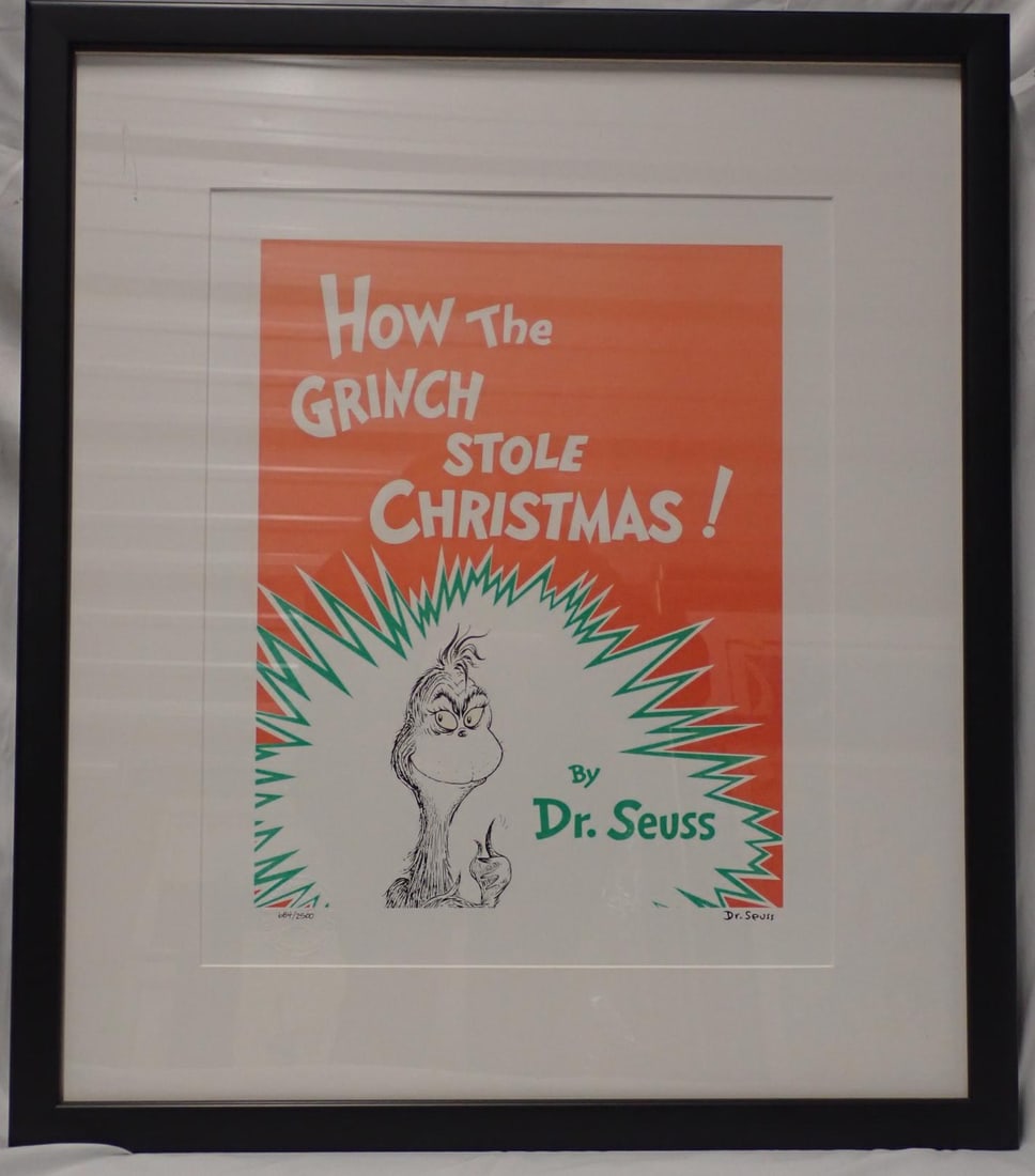How the Grinch stole Christmas Dr. Seuss print: Ltd. edition print frame 23 3/4 x 20 1/2 print 16x 13 signed and no 684/2500 certificate of authenticity