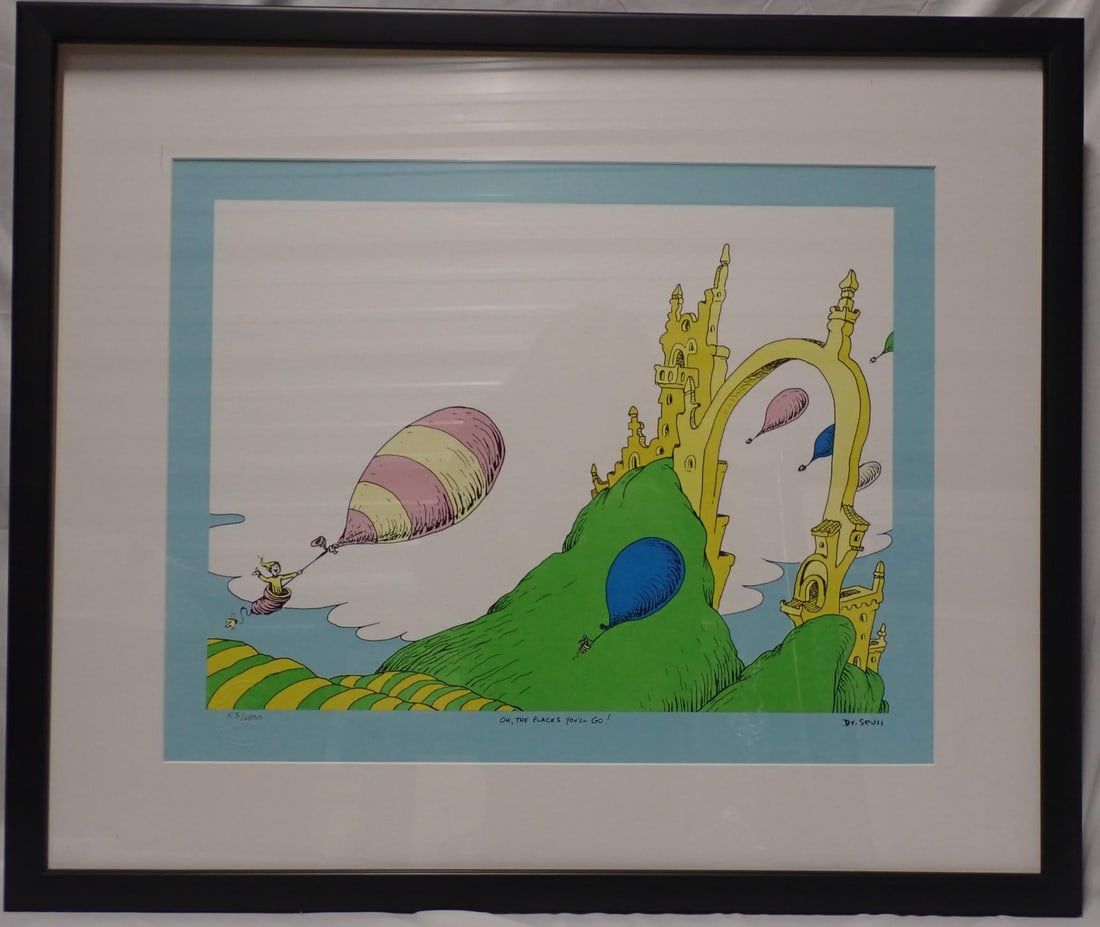 Oh, The Places You'll Go Dr. Seuss print: Ltd. Edition Frame: 22 3/4" x 27" print 14" x 19 1/2' signed no 53/2500 missing cert of authenticity