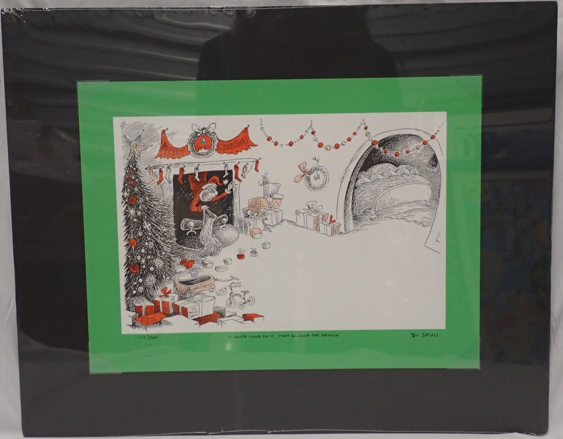If Santa Could Do It, Then so Could the Grinch print: Dr. Seuss Ltd. edition print Unframed shrink wrapped print 10 3/4" x 14 3/4" signed and no 1117/2500 certificate of authenticity