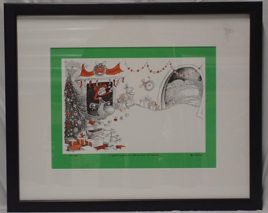 If Santa Could Do It, Then so Could the Grinch print: Dr. Seuss Ltd. edition print Unframed shrink wrapped print 10 3/4" x 14 3/4" signed and no 1115/2500 certificate of authenticity